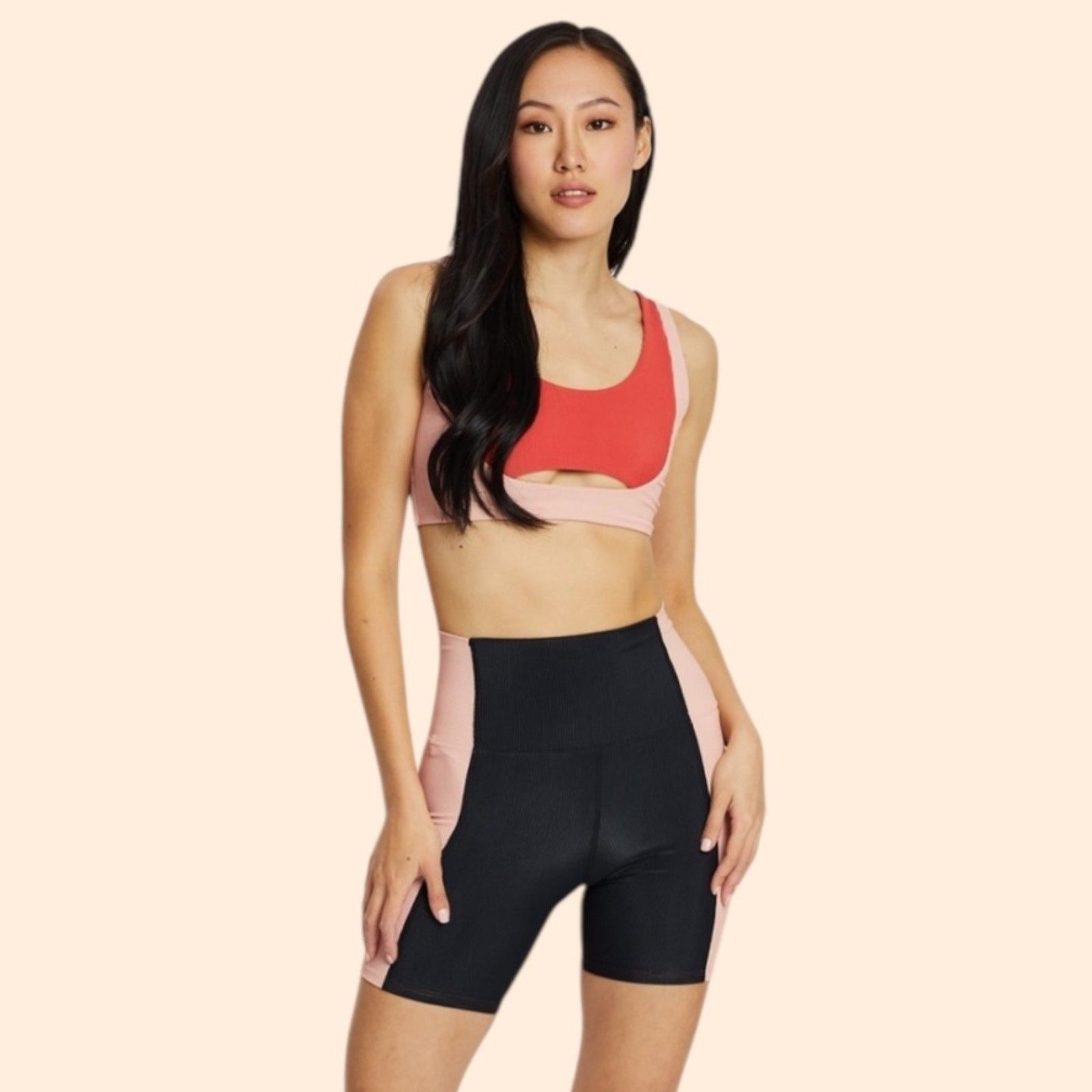 Beach Riot Red And Pink Cutout Sports Bra